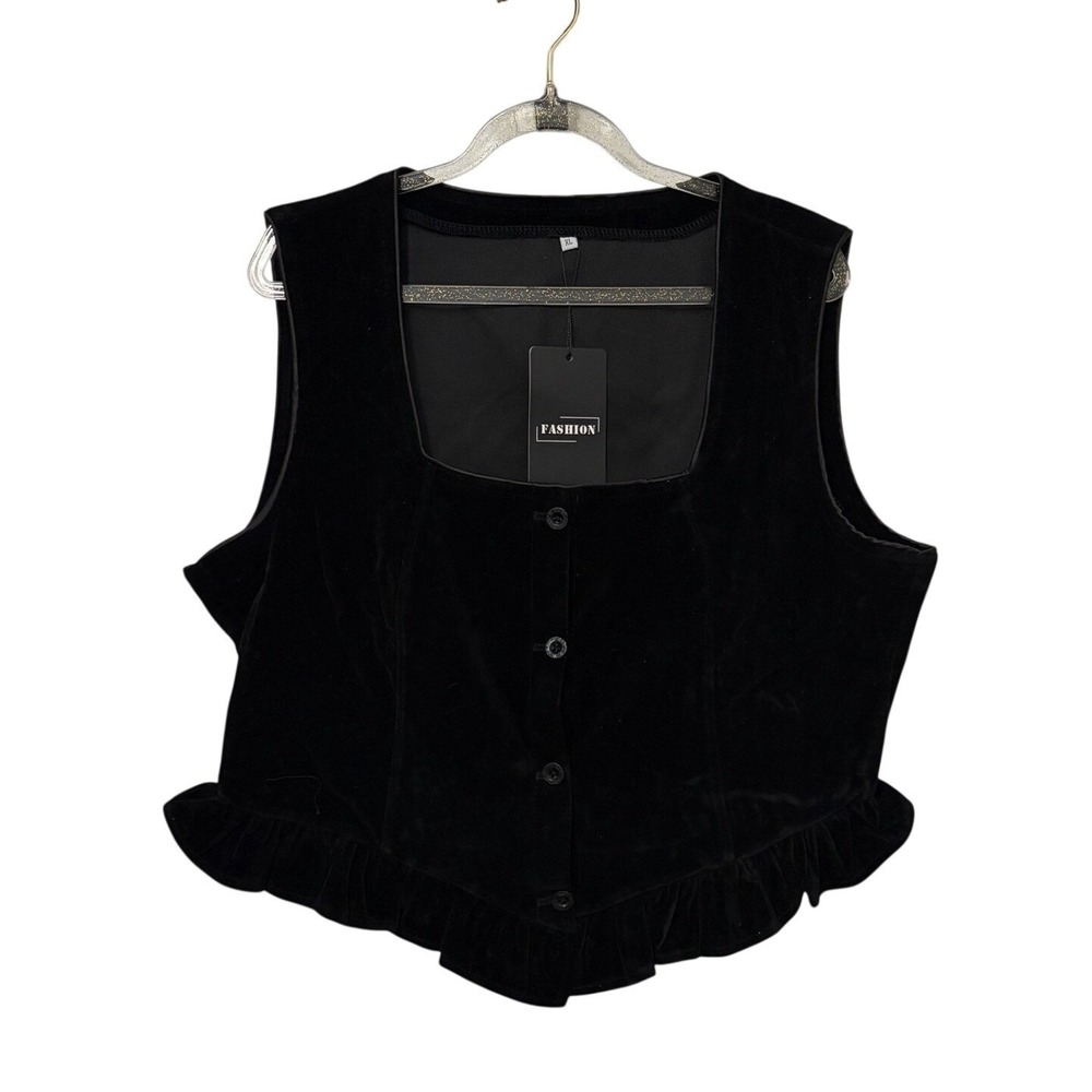 Whimsical Velvet Drop Waist Button Front Vest XL Whimsigoth Old Money Capsule